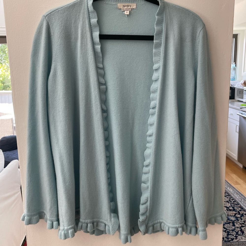 Tyler Boe Soft Blue Ruffled Cardigan